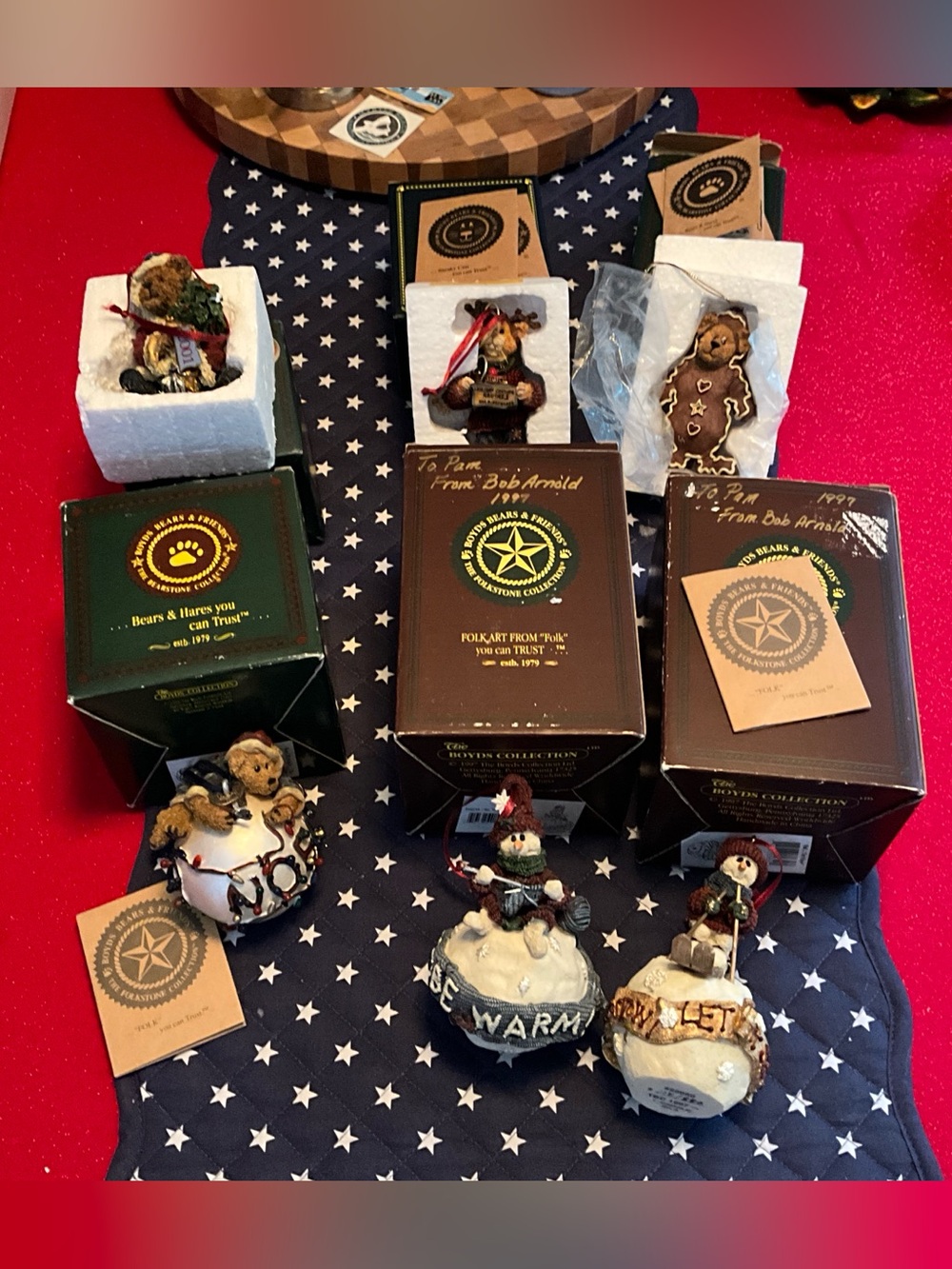 Boyds Bears Figurine 6 Ornaments